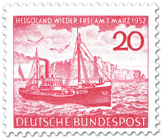 Stamp: Fischdampfer auf See vor Helgoland