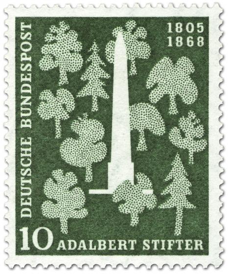 Stamp: Bäume und Denkmal für Adalbert Stifter (Schriftsteller)