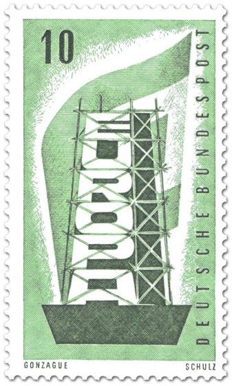 Stamp: Europamarke (Gerüst  und Fahne), 10