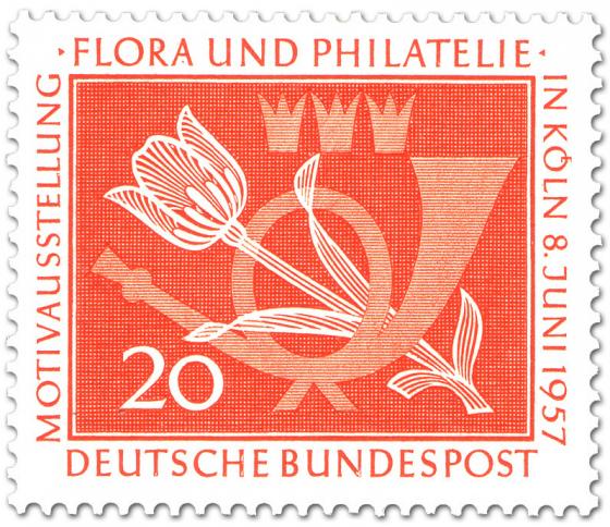Stamp: Tulpe und Posthorn (Briefmarkenausstellung)