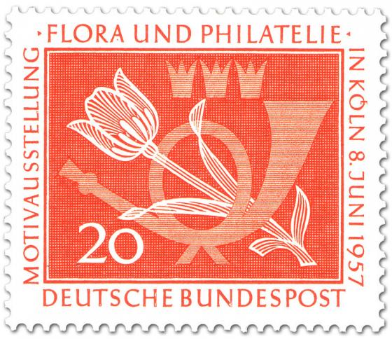 Stamp: Tulpe und Posthorn (Briefmarkenausstellung)