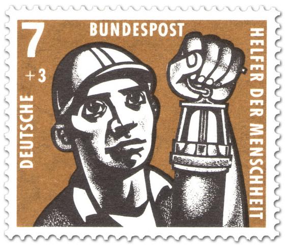 Stamp: Kohlebergbau: Bergmann mit Grubenlampe