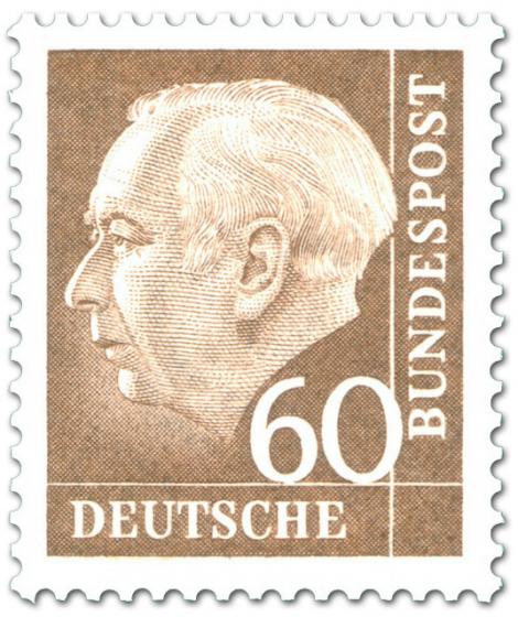 Stamp: Bundespräsident Theodor Heuss 60 (braun)