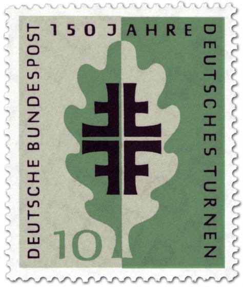Stamp: Eichenblatt und Turnerkreuz (150 Jahre Deutsche Turnerbewegung)