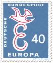 Stamp: Europamarke 1958: Taube auf Buchtsabe E