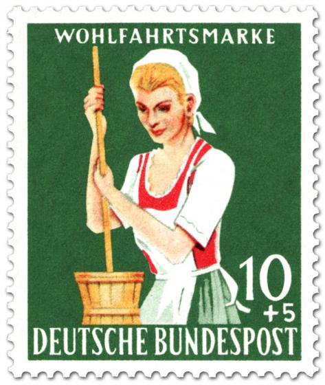 Stamp: Sennerin mit Butterfass