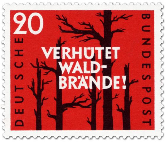 Stamp: Verhütet Waldbrände (verbrannte Bäume)