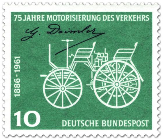 Stamp: Motorwagen von Gottlieb Daimler (Motorisierung des Verkehrs)