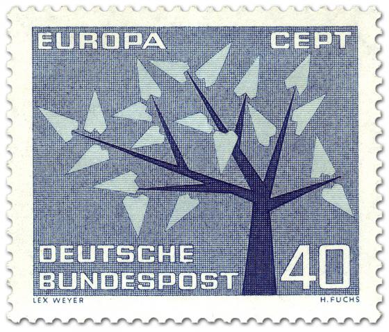Stamp: Baum mit 19 Blätter - Europamarke 1962