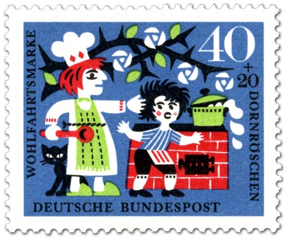 Stamp: Dornröschen: Koch gibt Küchenjungen eine Ohrfeige