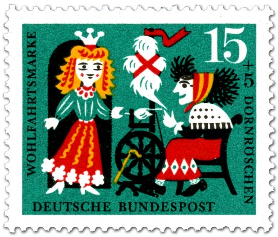 Stamp: Dornröschen am Spinnrad der Hexe