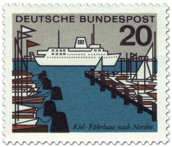Stamp: Kiel Fährhafen (Schiff, Segelboote)
