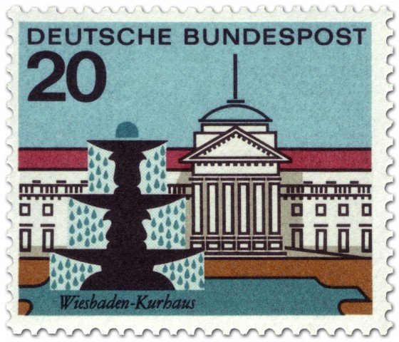 Stamp: Wiesbaden Kurhaus und Brunnen