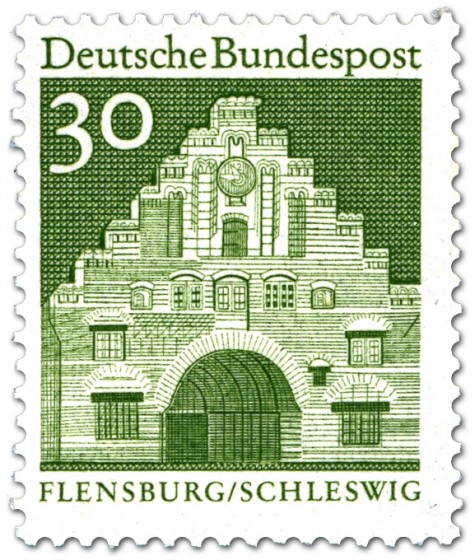 Stamp: Nordertor Flensburg, Schleswig (Grün)