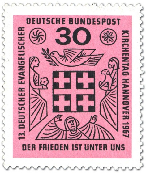 Stamp: Kreuz - Frieden unter uns (ev. Kirchentag 1967)