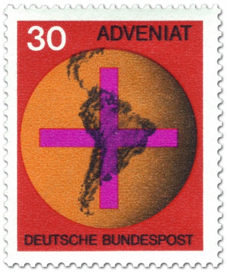 Stamp: Weltkugel mit Kreuz - Adveniat