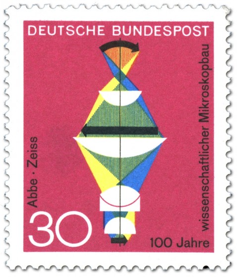 Stamp: Gebrochene Lichtstrahlen (Wissenschaftlicher Mikroskopbau)