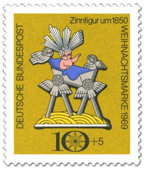 Stamp: Zinnfigur: Christuskind in Krippe (Weihnachtsmarke 1969)