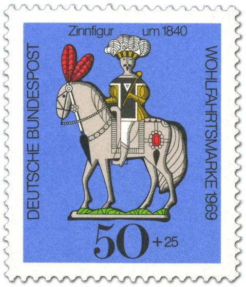Stamp: Zinnfigur um 1840 - Reiter auf Pferd