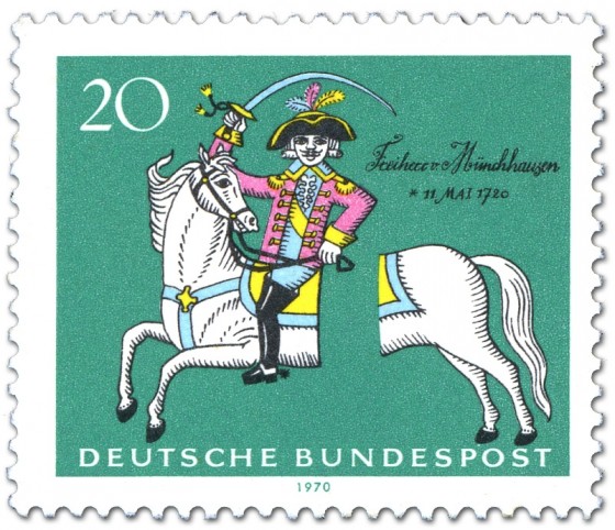 Stamp: Freiherr Baron von Münchhausen (auf durchtrenntem Pferd)