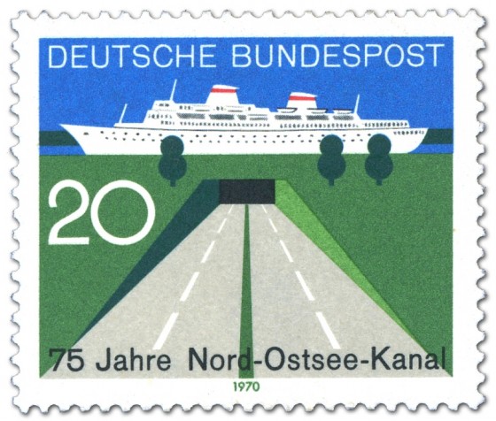 Stamp: Tunnel und Passagierschiff (75 Jahre Nord-Ostsee-Kanal)