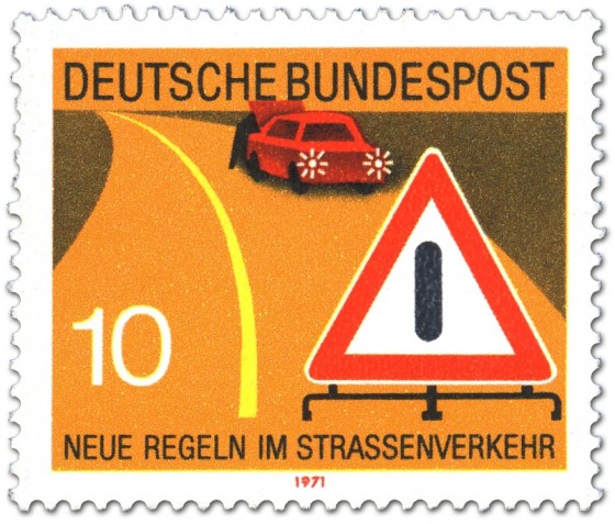 Stamp: Autopanne: Warndreieck und Warnblinklicht