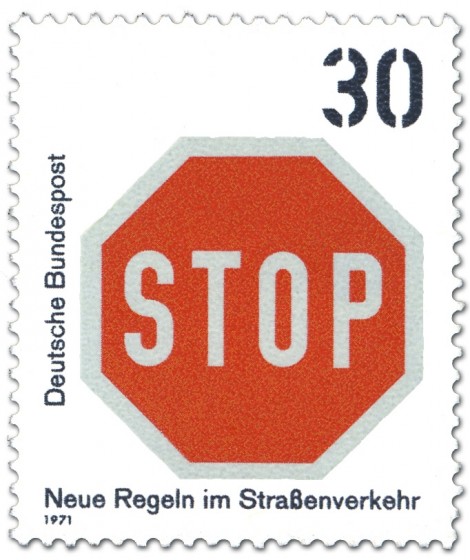 Stamp: Briefmarke: Stopschild