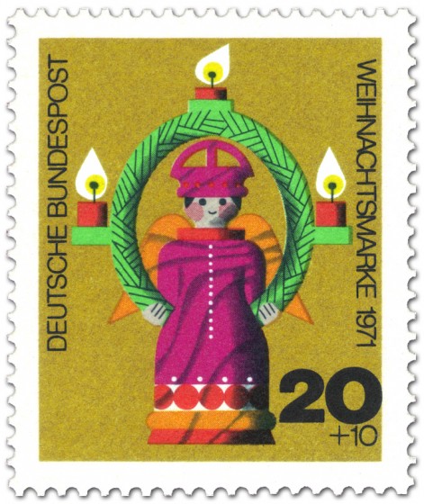 Stamp: Weihnachtsengel aus Holz (Weihnachtsmarke 1971)