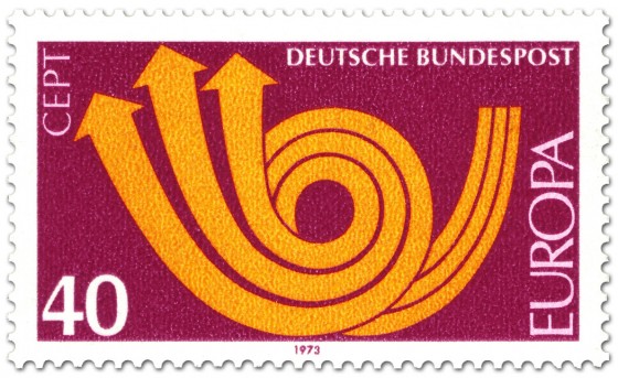 Stamp: Europamarke 1973 (Posthorn, rot)