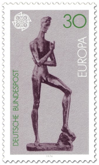 Stamp: Emporsteigender Jüngling von Wilhelm Lehmbruck (Europamarke)
