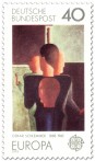 Stamp: Figurengruppe - Gemälde von Oskar Schlemmer
