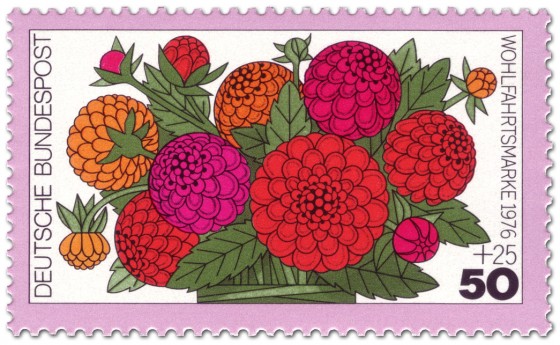 Stamp: Blume: rote Zinnien
