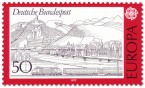 Stamp: Rheinlandschaft im Siebengebirge mit Eisenbahn