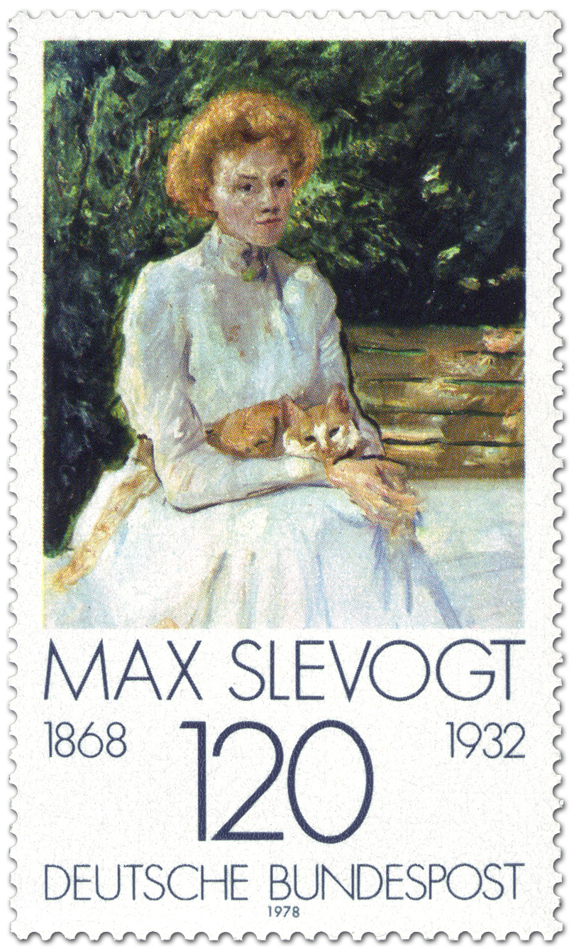 Postkarte Dame mit Katze Max Slevogt 