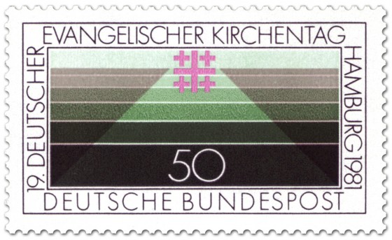 Stamp: Linien und Jerusalemkreuz (ev. Kirchentag)