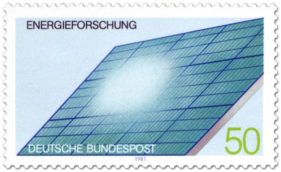 Stamp: Solarzellen auf einem Dach, Energieforschung