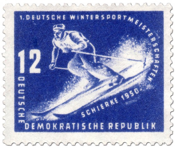 Stamp: Abfahrt-Skiläufer Schierke 1950