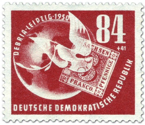 Stamp: Briefmarke Taube Sachsen Dreier Debria