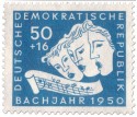 Drei Sänger, Noten: B-A-C-H, 1950, 50+16 Pfennige. Stamp: Drei Sänger, Noten: B-A-C-H