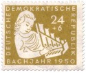 Mädchen mit Handorgel aus dem Mittelalter, 1950, 24+6 Pfennige. Stamp: Mädchen mit Handorgel aus dem Mittelalter