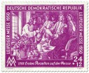 Meissener Porzellan auf Ostermesse, 1950, 24+12 Pfennige. Stamp: Meissener Porzellan auf Ostermesse