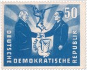 Oder-Neiße Grenze und Friedenstaube, 1951, 50 Pfennige. Stamp: Oder-Neiße Grenze und Friedenstaube