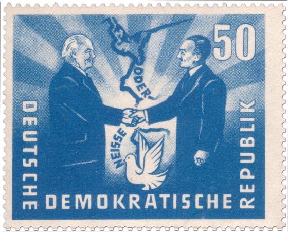 Stamp: Oder-Neiße Grenze und Friedenstaube
