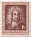 Georg Friedrich Händel (DDR 1952), 1952, 6 Pfennige. Stamp: Georg Friedrich Händel (DDR 1952)